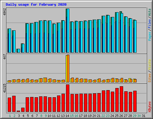 Daily usage for February 2020