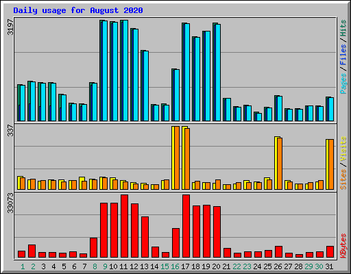 Daily usage for August 2020