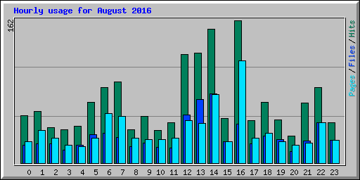 Hourly usage for August 2016